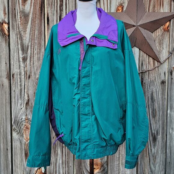 VTG Columbia Bugaboo Jacket Size XL Green Purple Nylon Zip Front Vintage 90s - Picture 3 of 11